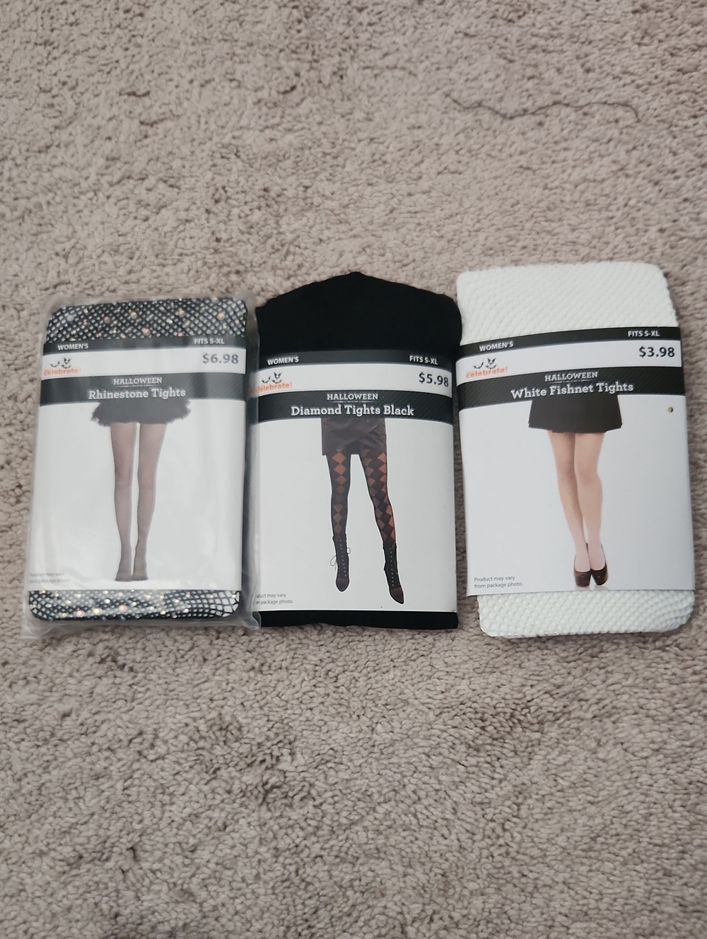 Celebrate It Women's Black and White Halloween Tights Variety Pack Set Of 3